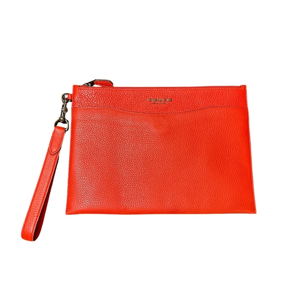 Coach Beckett Slim Pouch Clutch Purse Handbag Red Wristlet - Picture 2 of 7